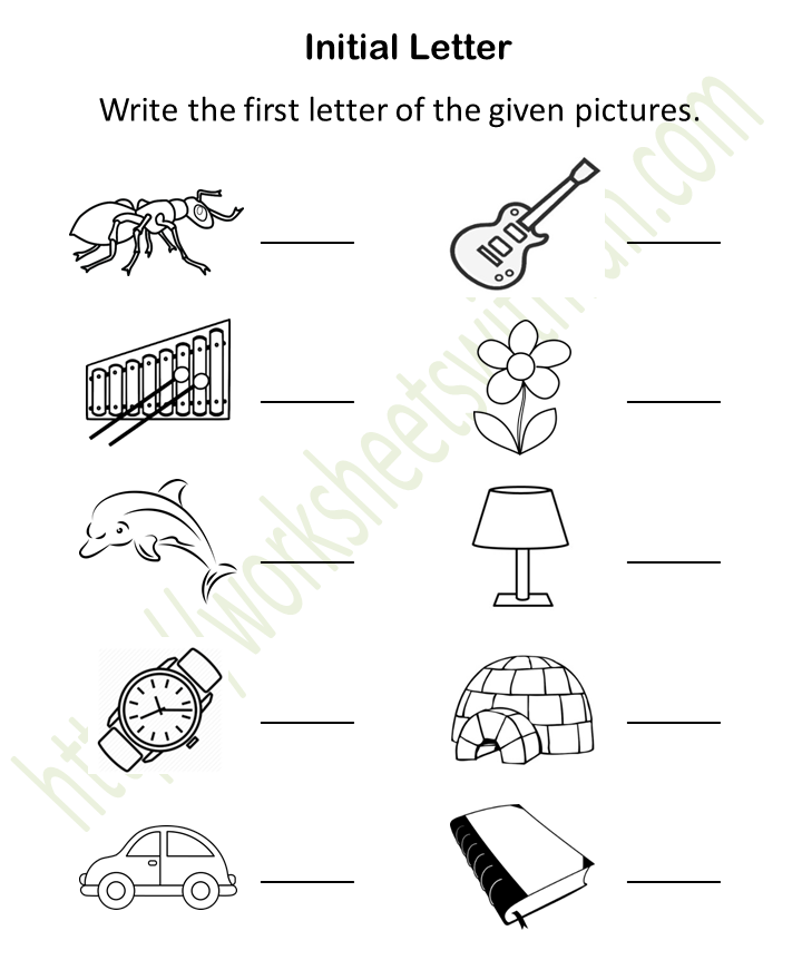 English Preschool Initial Letter Worksheet 1